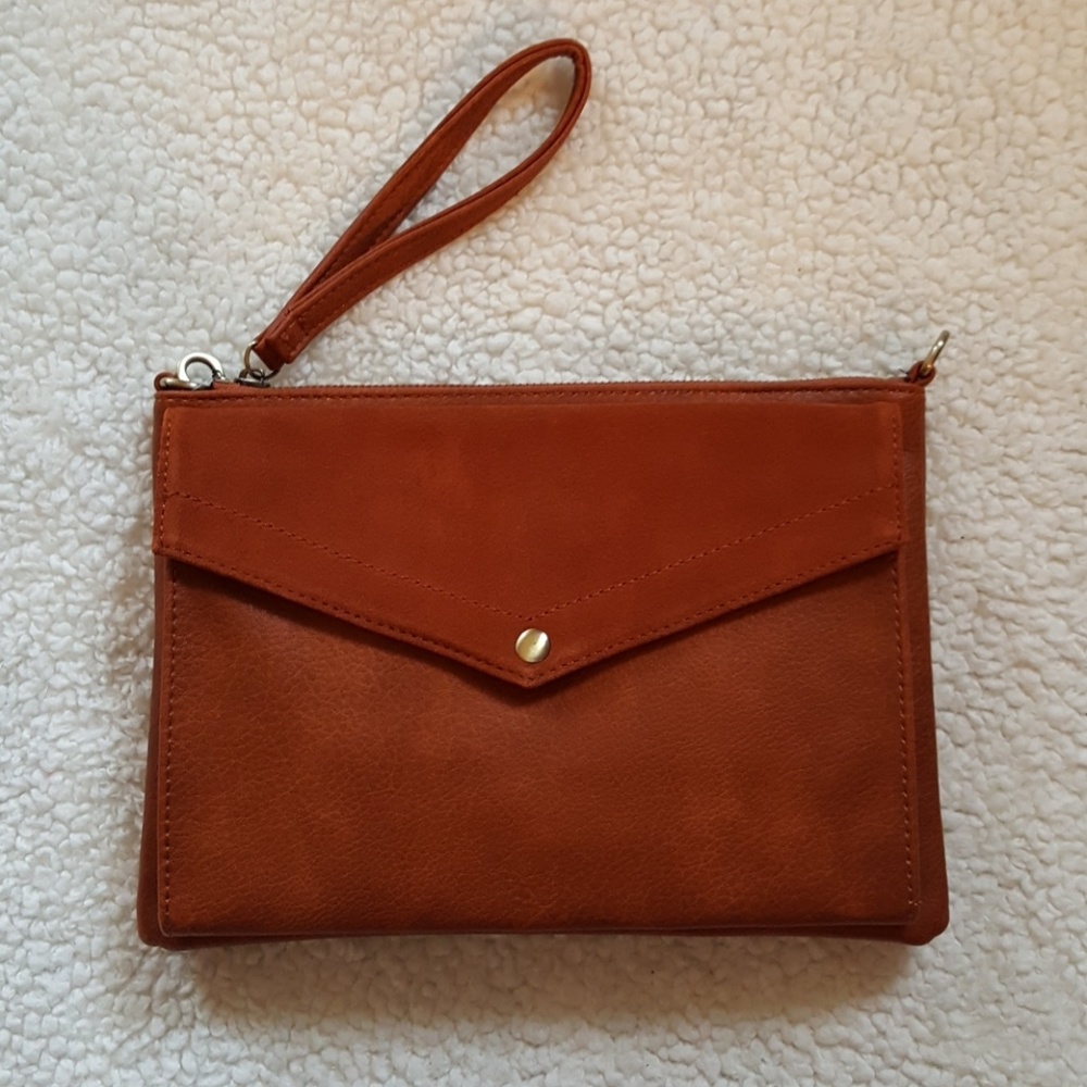 Street Level Abri leather suede envelope clutch